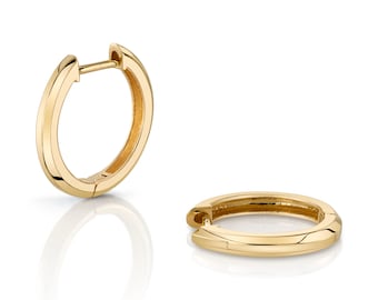 14k Yellow Gold Huggies (LARGE/15mm) | Pair | Solid Gold Modern Hoop Earrings