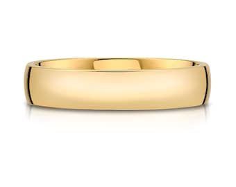 14k Yellow Gold Band (5mm) | LOW DOME | Polished | Comfort Fit | Men&#39;s Women&#39;s Wedding Ring Simple European