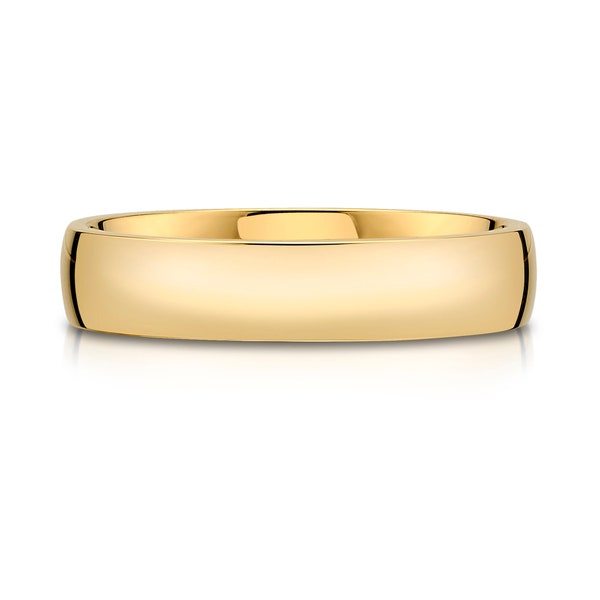 14k Yellow Gold Band (5mm) | LOW DOME | Polished | Comfort Fit | Men's Women's Wedding Ring Simple European