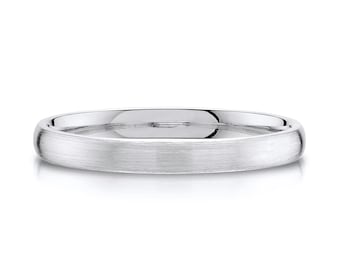 14k White Gold Band (2.5mm THIN) | CLASSIC DOME | Matte Brushed | Comfort Fit | Men's Women's Wedding Ring Simple Thin