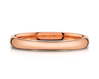 14k Rose Gold Band (2.5mm THIN) | CLASSIC DOME | Polished | Comfort Fit | Men's Women's Wedding Ring Pink Simple Thin