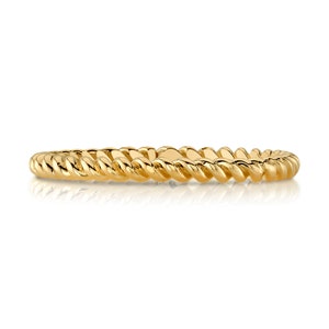 14k Yellow Gold Rope Ring (2mm) | SOLID | Women's Stacking Band Twist