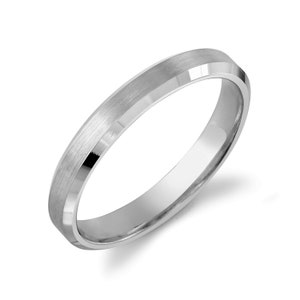 Platinum 950 Band (3mm) | BEVELED EDGE | Matte Brushed | Comfort Fit | Men's Women's Wedding Ring Simple Thin PT950