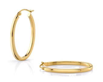 Cerchi a tubo quadrato in oro giallo 14k / SOLIDI / Orecchini a cerchio