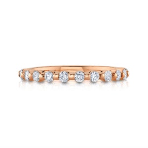 Floating Diamond Eternity Band in 14k Rose Gold (2mm) | White Yellow Available | Women's Stacking Ring Wedding Pave Half 3/4 Lab Grown