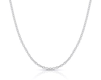 14k White Gold Round Cable Chain (1.5mm thick / 16, 18, 20, 22, 24 inches) | Simple THIN Classic Solid Rolo Chain Pendant Yellow Available