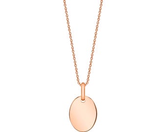 14k Solid Rose Gold Oval Pendant (15x11mm) | Initial Engraving | Pendant ONLY  Christmas Anniversary Birthday Gift Charm
