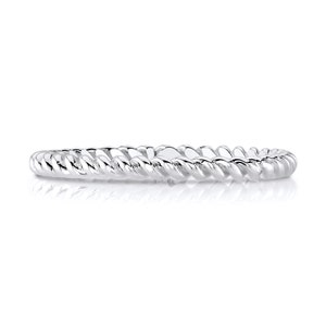 14k White Gold Rope Ring (2mm) | SOLID | Women's Stacking Band Twist