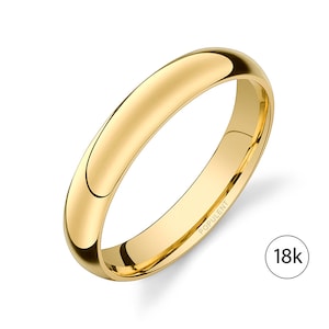 18k Yellow Gold Band (2mm THIN) | LOW DOME | Matte Brushed