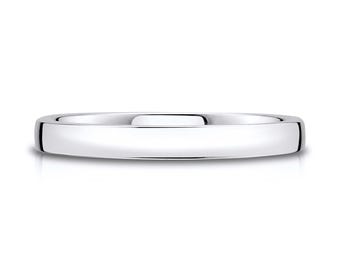 14k White Gold Band (2.5mm THIN) | LOW DOME | Polished | Comfort Fit | Men's Women's Wedding Ring Simple Thin European