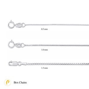 14k White Gold Box Chain (0.5mm, 1mm, 1.5mm) Necklace | Simple Statement Classic Solid Men&#39;s Women&#39;s Unisex THIN