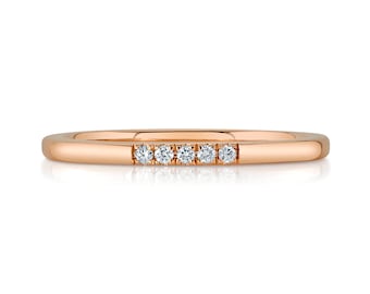 Line Diamond Band in 14k Rose Gold (1.5mm) | Yellow White Available | Women's Stacking Ring Wedding Pave Lab Grown