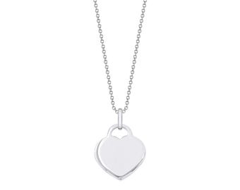14k Solid White Gold Heart Charm Pendant (14x13mm) | Initial Engraving | Pendant ONLY Christmas Anniversary Birthday Gift