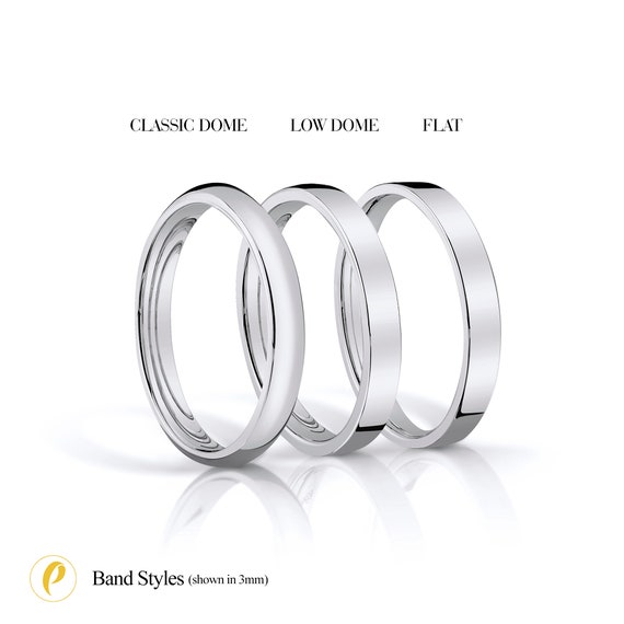 14k White Gold Band 2mm THIN LOW DOME Polished Comfort Fit Men s Women s Wedding Ring Simple Thin European