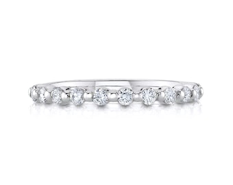 Floating Diamond Eternity Band in 14k White Gold (2mm) | Rose Yellow Available | Women's Stacking Ring Wedding Pave Half 3/4 Lab Grown