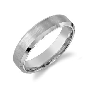 Bracelet Platine 950 (5 mm) | BORD BISEAU | Brossé mat | Coupe confortable | Alliance homme femme simple PT950