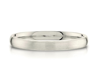 14k Champagne Gold Band (2.5mm THIN) | CLASSIC DOME | Matte Brushed | Comfort Fit | Men's Women's Wedding Ring White Unplated Vanilla