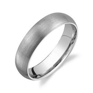 Platinum 950 Band (5mm) | CLASSIC DOME | Matte Brushed | Comfort Fit | Men's Women's Wedding Ring Simple PT950
