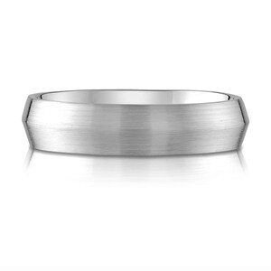 Bracelet Platine 950 (5 mm) | BORD DE COUTEAU | Brossé mat | Coupe confortable | Alliance homme femme