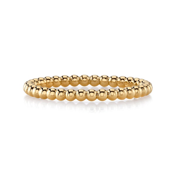 14k Yellow Gold Beaded Ring (2mm) | SOLID | Women's Stacking Band Bead Ball