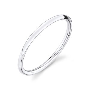 14k White Gold Band (1mm THIN) | Dome | Polished | Midi Women&#39;s Wedding Ring Pink Simple Dainty Wire Stacking Stacker Knuckle