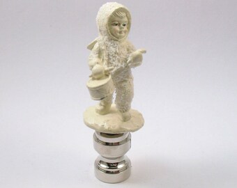 Lamp Finial, Small Vintage Cast Metal  Snowbabies.  Drummer Boy K6