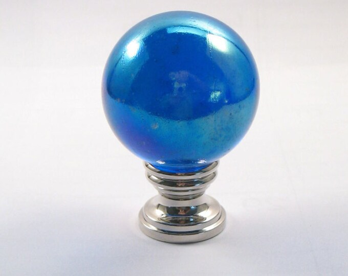 Blue Glass Ball Lamp Finial With Silver Tone Hardware. Glass Etsy