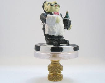 Lamp Finial: The Wine Steward, Resin, Black and White, Found Object, Lampshade Finial (2P)