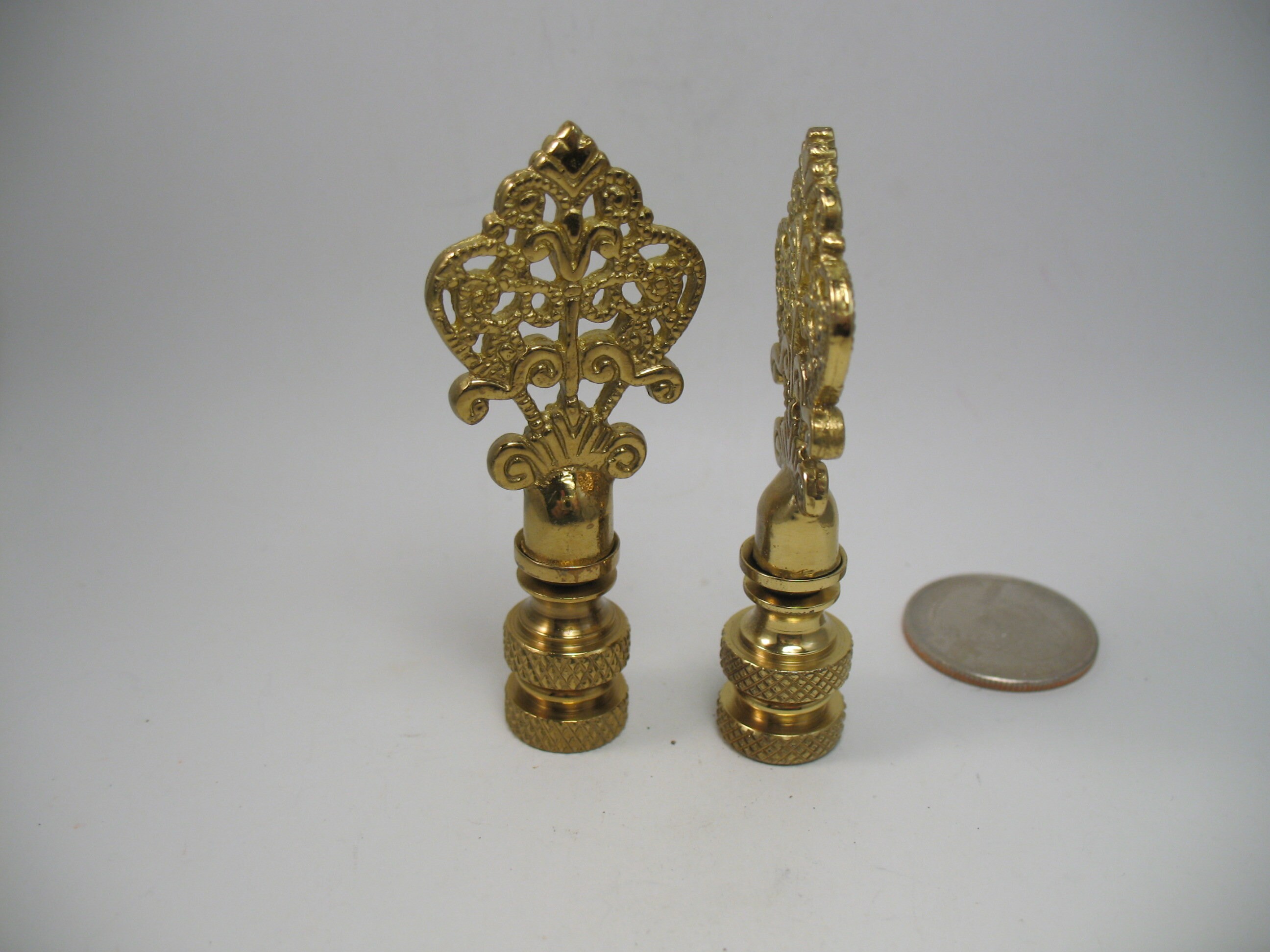 Lamp Finial: Pair of Solid Brass  Bright Finish Arrow Lampshade Finials Standard Size Thread  520sp