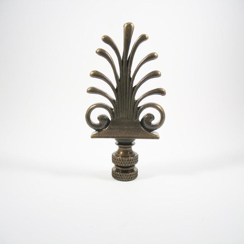 Lamp Finial Vintage Dark Bronze Split Leaf Lampshade Finial Etsy UK