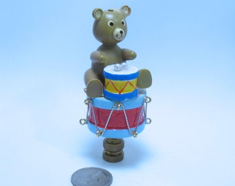 Lamp Finial Shabby Beat Up Resin Drummer Teddy Bear WD14