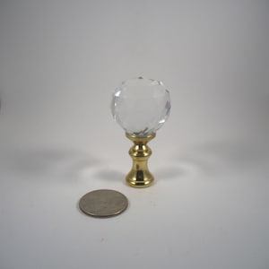 Lamp Finial Clear Crystal Faceted Ball Brass Hardware  52ax