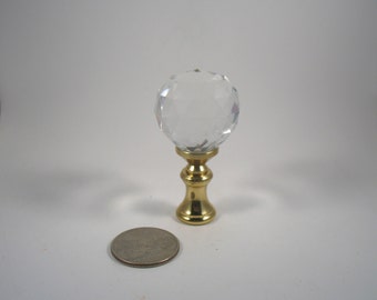 Lamp Finial Clear Crystal Faceted Ball Brass Hardware  52ax