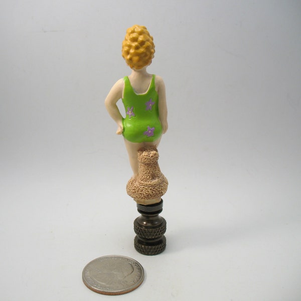 Lamp Finial: Middle Aged Bathing Beauty  Found Object,  Lampshade Finial Just for Fun at the Beach House 29AA