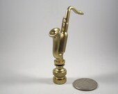 Lamp Finial Saxophone Painted Antiqued Gold, Cast Metal Lampshade Finial A26D