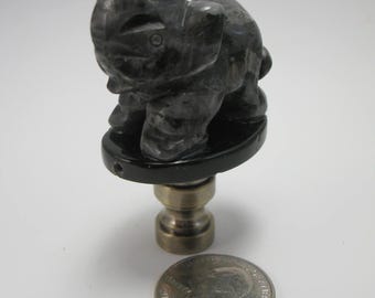 Lamp Finial Raw Black Stone Asian  Elephant Carved Found Object #EE52