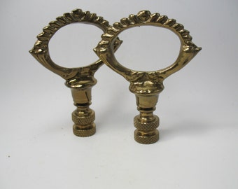 Lamp Finial Vintage Small Antiqued Brass Pair Timeless Loop Design T602p