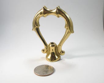 Lamp finial: Older Fancy Loop with Standard 1/4-27 Thread to fit Lamp Harp Polished Brass  T520