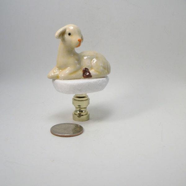 Lamp Finial Little Off White Ceramic Easter Lamb Nice Size for a Small to Medium Lamp Found Object #60KD