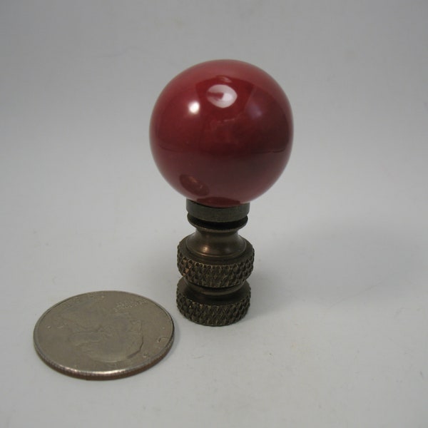 Lamp Finial Small Maroon Ceramic Ball Lampshade Finial Dark Brass Hardware Lamp Shade Finial 9U