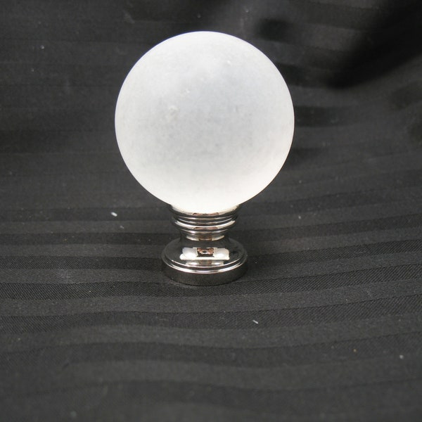 Lamp Finial, Large Frosted Hard  Acrylic Ball Sphere,  Brushed  Hardware, WA5A