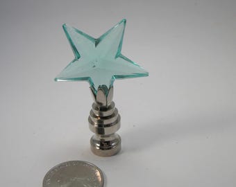 Petite étoile en cristal de verre turquoise avec embout de lampe, abat-jour métallique pivotant argenté M31