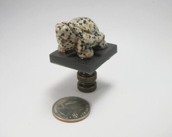 Lamp Finial Small Stone Spotted Turtle.  Dark Brass Hardware EE6