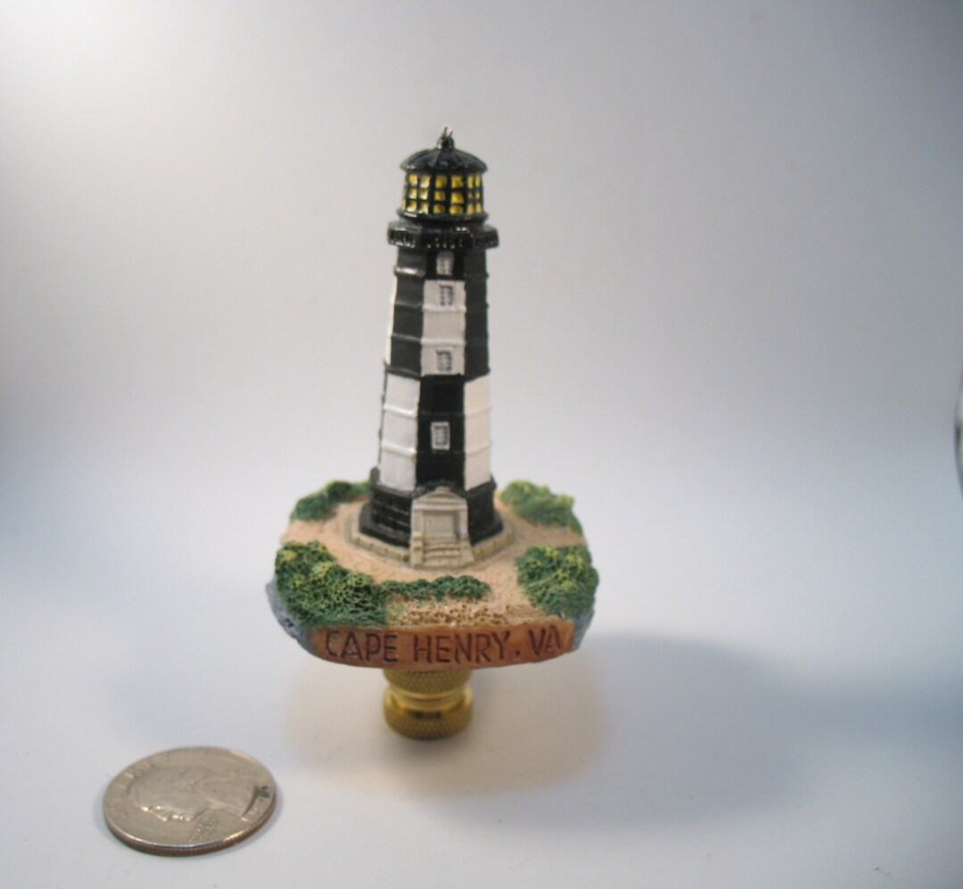 Lamp Finial Lighthouse Cape Henry VA and Black and White Resin Etsy