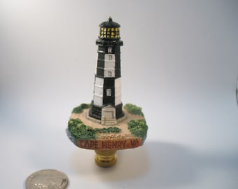Lamp Finial Lighthouse Cape Henry VA and Black and White Resin Hand Painted 41U8
