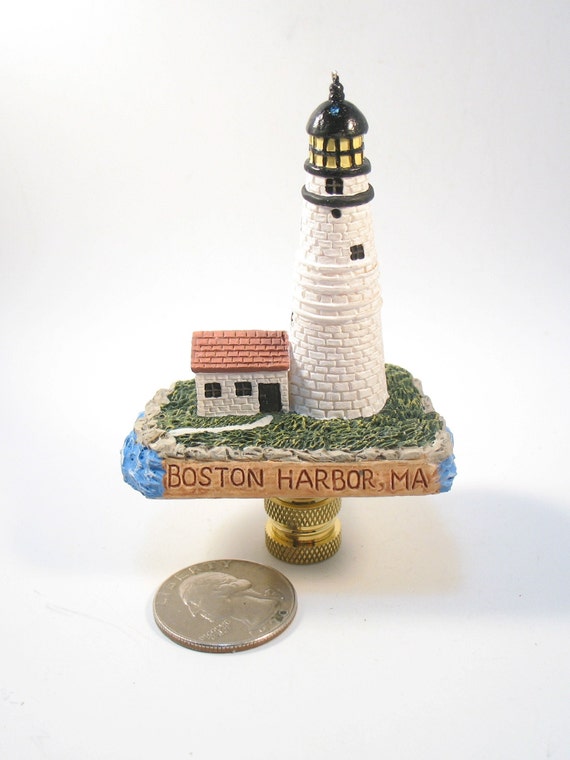 Lamp Finial Lighthouse Boston Harbor Ma And Black White Lamp Finial Lighthouse Boston Harbor Ma, Boston Harbor Lampshade