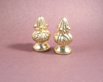 Lamp Finial Pair of  Brass Plated Small Fancy Decorative Knob Lampshade Finials Standard Size Harp Thread 16H
