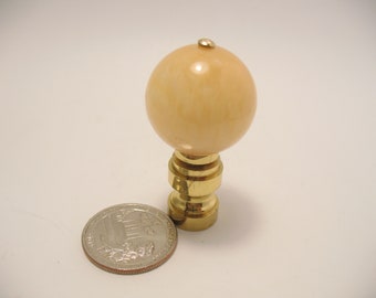 Lamp Finial Yellow Jade Ball Sphere Stone Solid Brass Hardware #Y52
