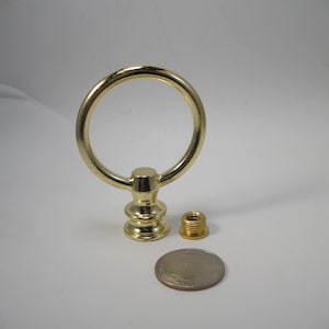 Lamp Finial  Brass Loop Dual Thread  3/8  18ip Thread  Reducer Included  #LP4