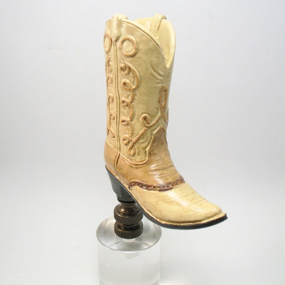 ANTIQUE  COWBOY  BOOTS  AND  LASSO  ELECTRIC  LIGHTING  LAMP  SHADE  FINIAL 